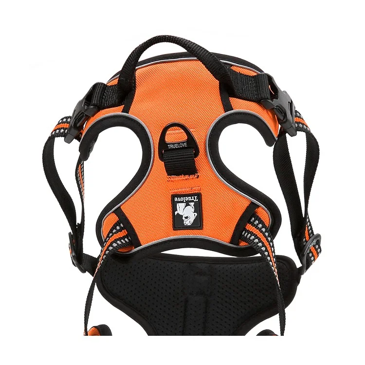 TRUELOVE No Pull Reflective Mesh Adjustable Dog Harness (TLH5651) - Orange / Size: S