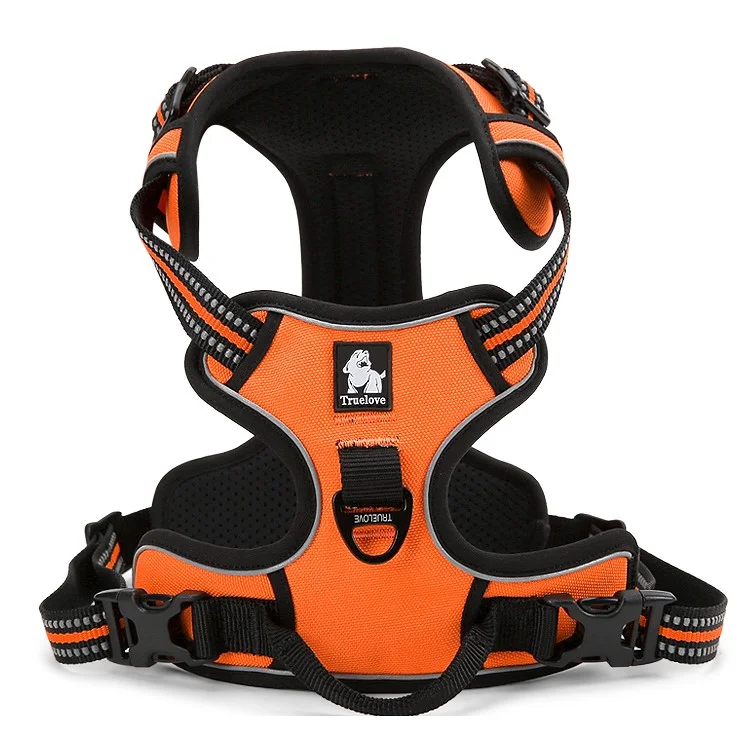 TRUELOVE No Pull Reflective Mesh Adjustable Dog Harness (TLH5651) - Orange / Size: S
