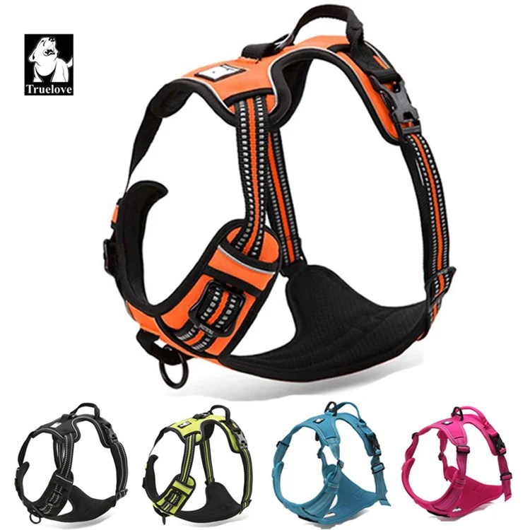 TRUELOVE No Pull Reflective Mesh Adjustable Dog Harness (TLH5651) - Orange / Size: S