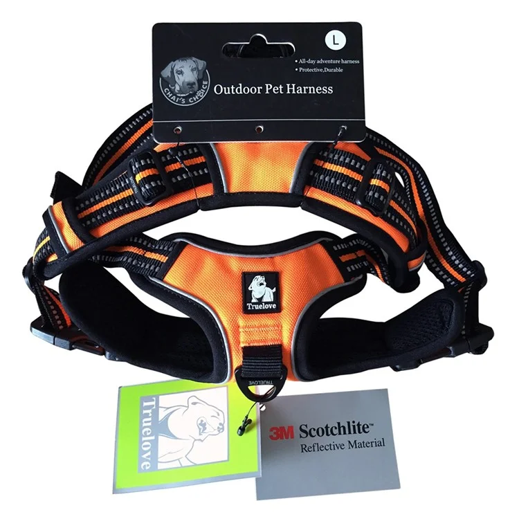 TRUELOVE No Pull Reflective Mesh Adjustable Dog Harness (TLH5651) - Orange / Size: S