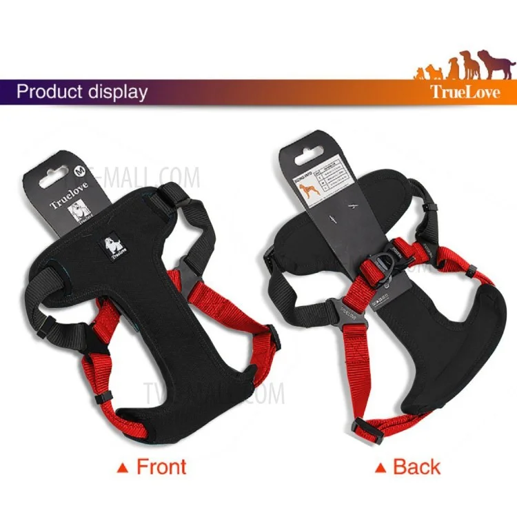 TRUELOVE Dog Body Harness Adjustable Traction Chest Straps for Husky Large Dogs - Black / Red, Size L