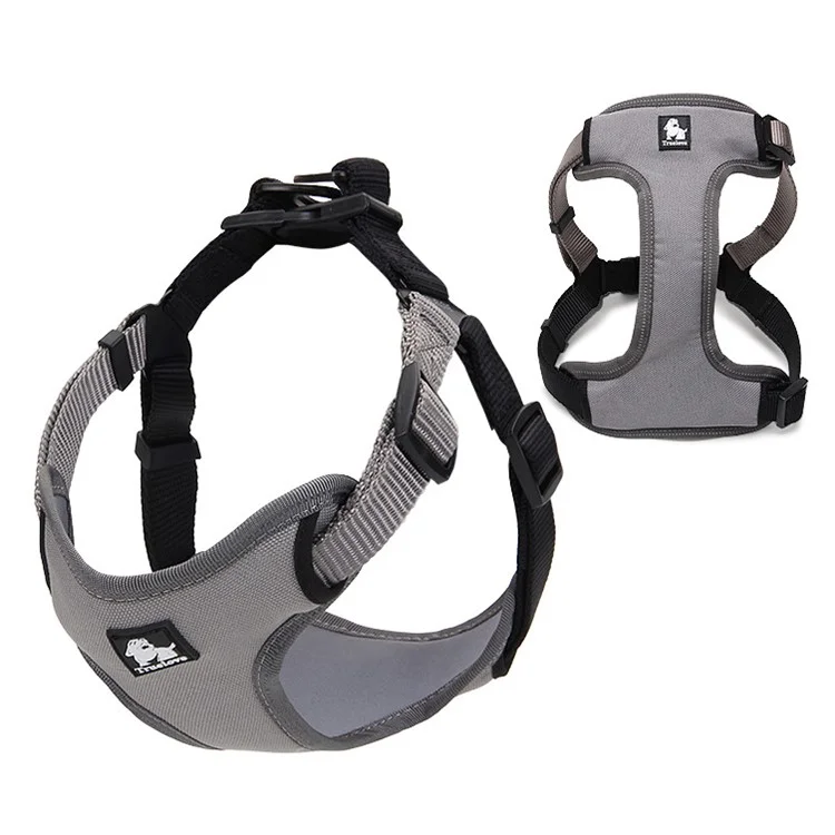 TRUELOVE Dog Body Harness Adjustable Traction Chest Straps for Husky Large Dogs - Grey, Size L