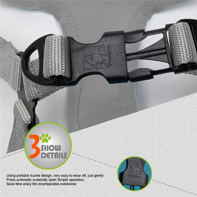 TRUELOVE Dog Body Harness Adjustable Traction Chest Straps for Husky Large Dogs - Grey, Size L