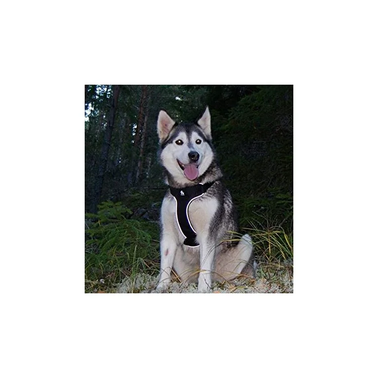 TRUELOVE Dog Body Harness Adjustable Traction Chest Straps for Husky Large Dogs - Black / Khaki, Size L