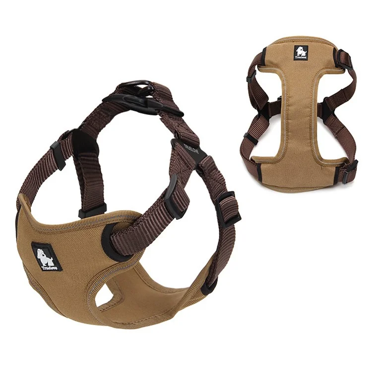 TRUELOVE Dog Body Harness Adjustable Traction Chest Straps for Husky Large Dogs - Brown, Size L