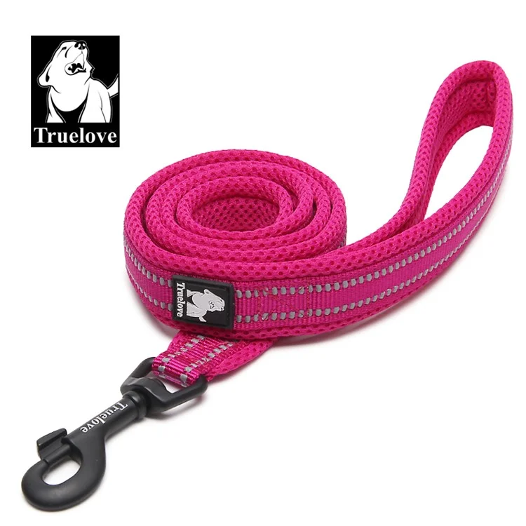 TRUELOVE Reflective Doggy Leash Nylon Mesh Paded Pet Leash 110 x 2.0cm - Rose / M Size