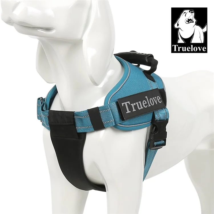 TRUELOVE Adjustable Dog Body Harness Traction Reflective Straps for Medium Large Dogs - Blue, Size S