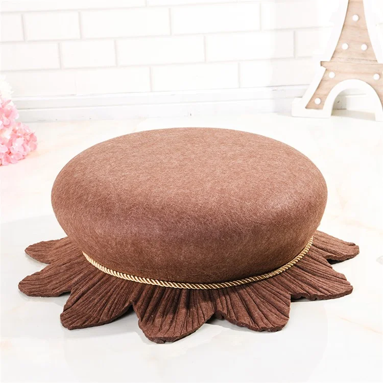 Four Seasons Cozy Felt Pet Nest Kennel Dog Cat Bed Water Lily Shape Breathable Washable - Coffee