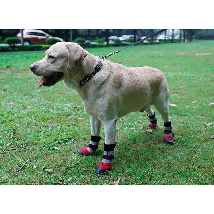 4PCS DOGLEMI Fashion Winter Warm Anti-slip Dog Pet Boots Shoes (DD01264) - Red / S Size