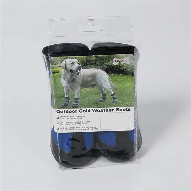 4PCS DOGLEMI Cozy Winter Dog Protective Shoes Warm Pet Boots (DD01264) - Blue / S Size
