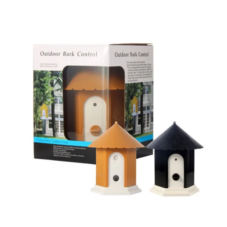 Ultrasonic Outdoor Bark Control Dog Trainer Birdhouse Shape - Black
