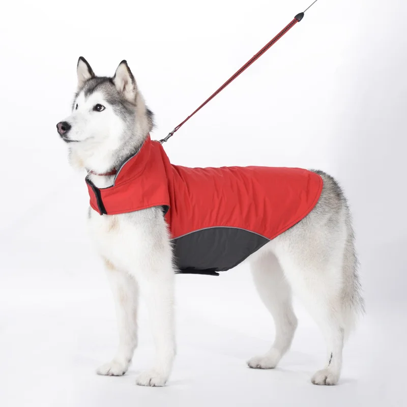 Waterproof Pet Clothes Dog Sports Coat Autumn and Winter Dog Jacket Dog Vest - Red / Size: 3XL
