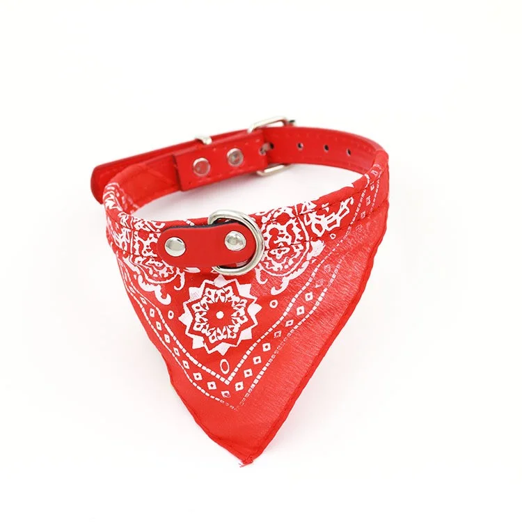 Totem Pattern PU Leather Belt Neck Collar Triangular Scarf for Pets, 1 x 23 cm - Red