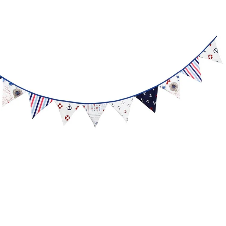 12 Flags 3.2M Pirate Theme Cotton Fabric Bunting Pennant Flags Birthday/Baby Shower Party Decoration