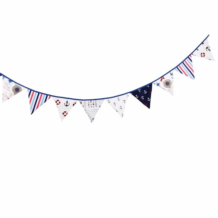 12 Flags 3.2M Pirate Theme Cotton Fabric Bunting Pennant Flags Birthday/Baby Shower Party Decoration