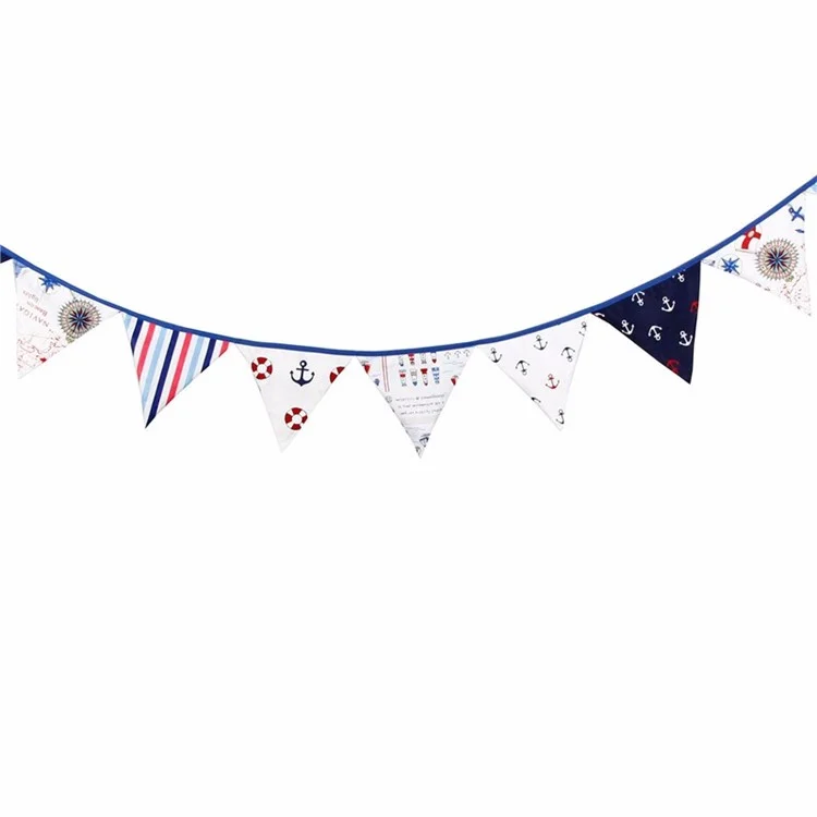 12 Flags 3.2M Pirate Theme Cotton Fabric Bunting Pennant Flags Birthday/Baby Shower Party Decoration