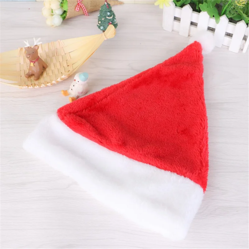 6Pcs Plush Christmas Halloween Costume Santa Claus Hat Comfort Liner Classic Santa Hat for Christmas New Year Party - for Adults