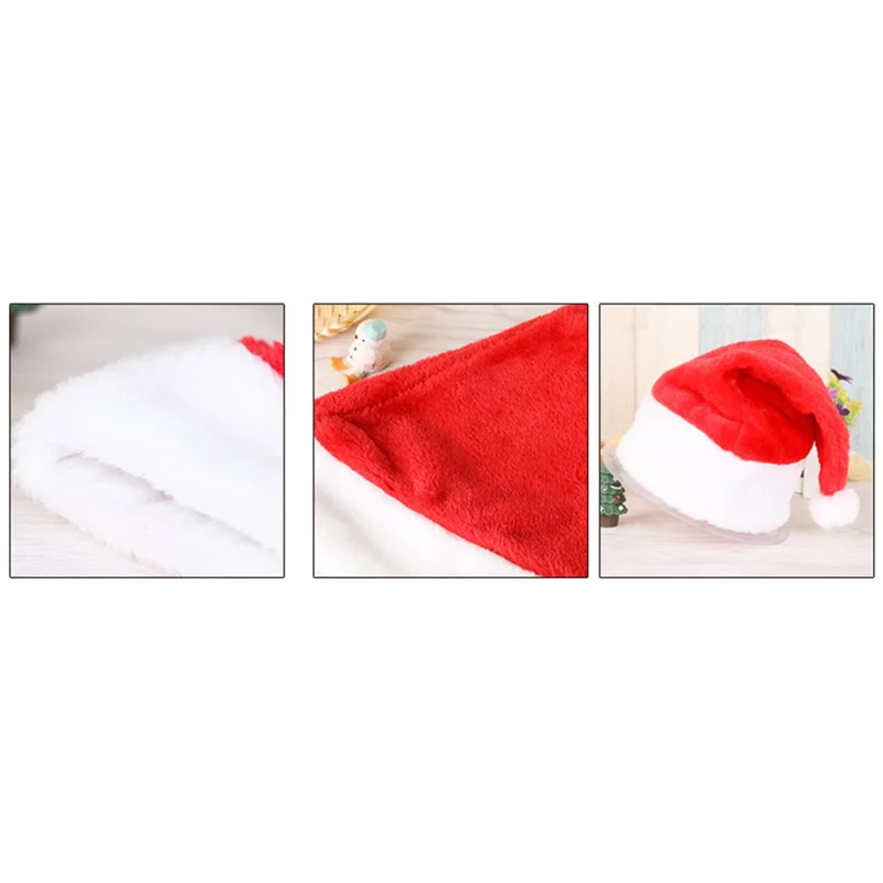 6Pcs Plush Christmas Halloween Costume Santa Claus Hat Comfort Liner Classic Santa Hat for Christmas New Year Party - for Adults