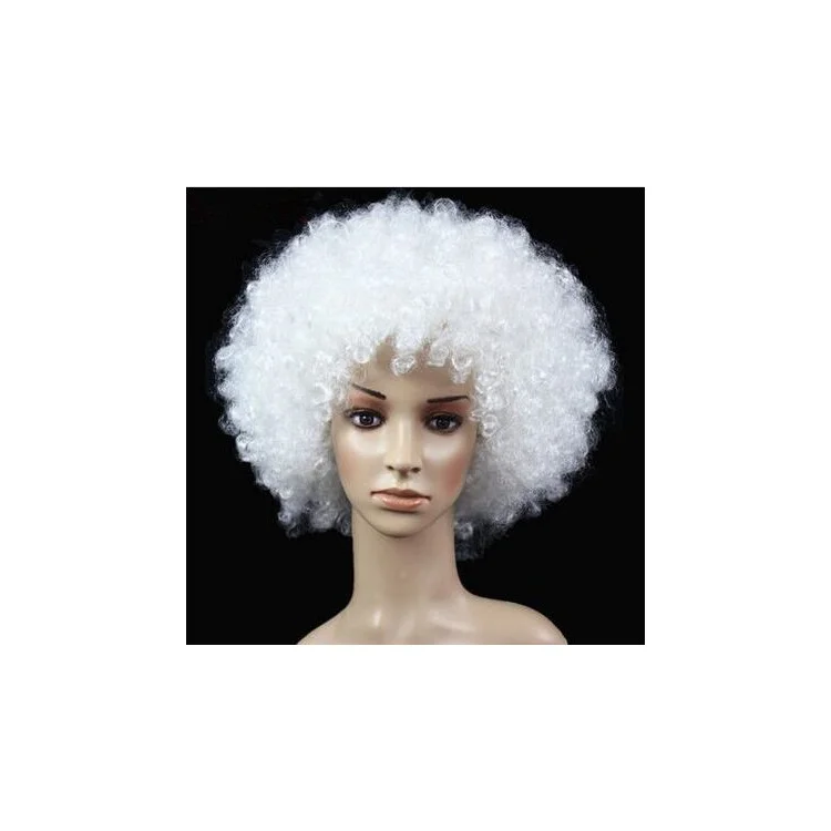 Fashion Unisex Adult & Children Short Curly Afro Hair Wig - White