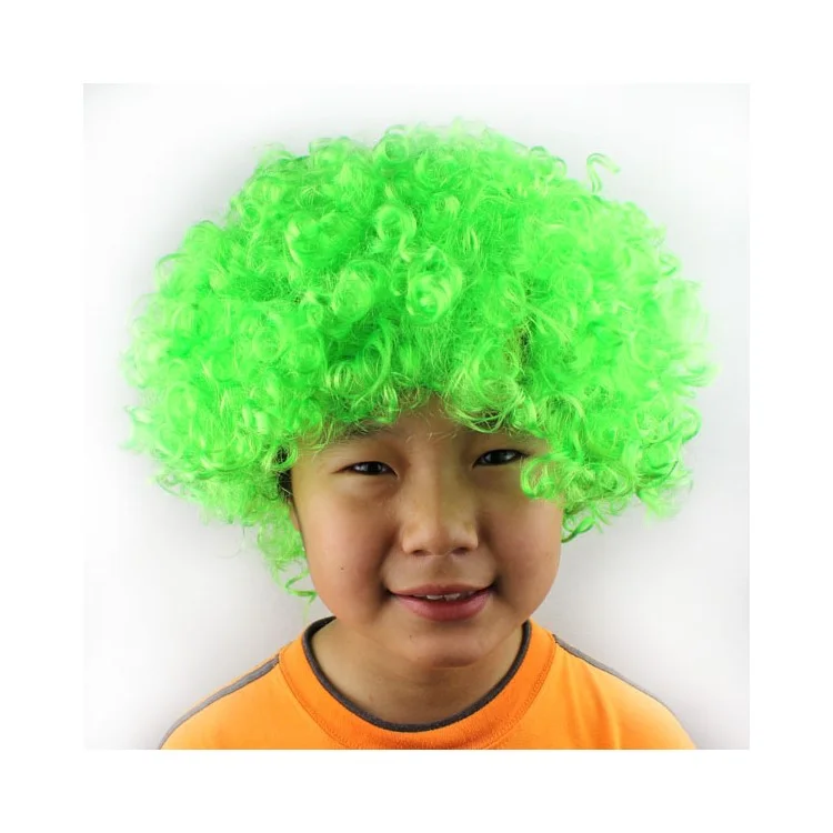 Hallowmas Masquerade Short Curly Afro Hair Wig for Adult & Children - Green