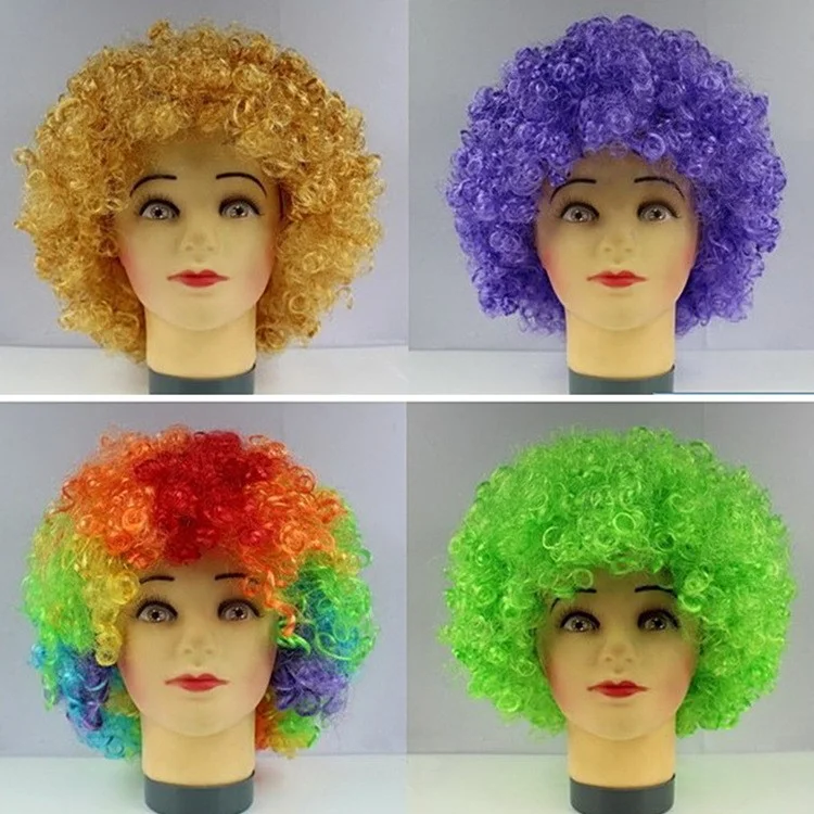 Hallowmas Masquerade Short Curly Afro Hair Wig for Adult & Children - Green