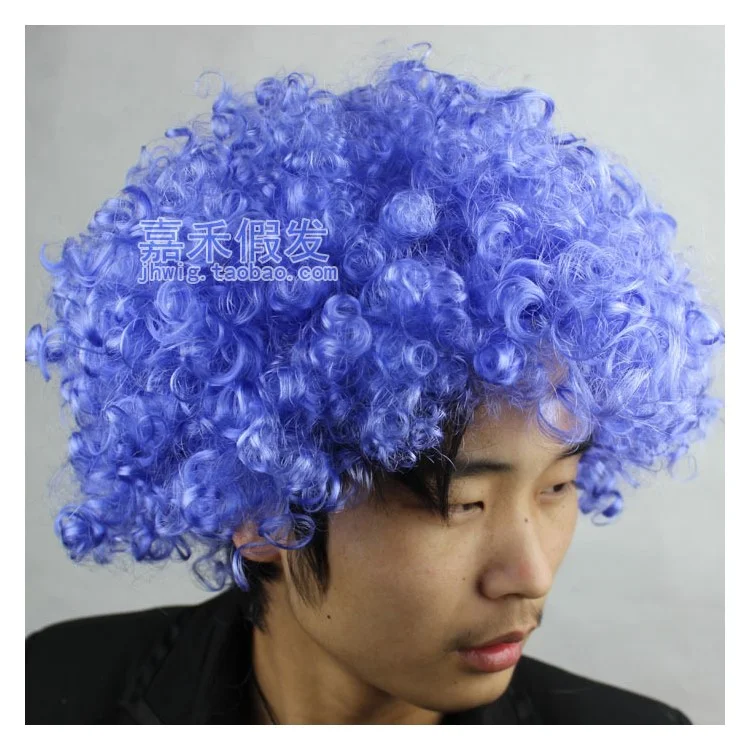 Hallowmas Masquerade Short Curly Afro Hair Wig for Adult & Children - Dark Blue
