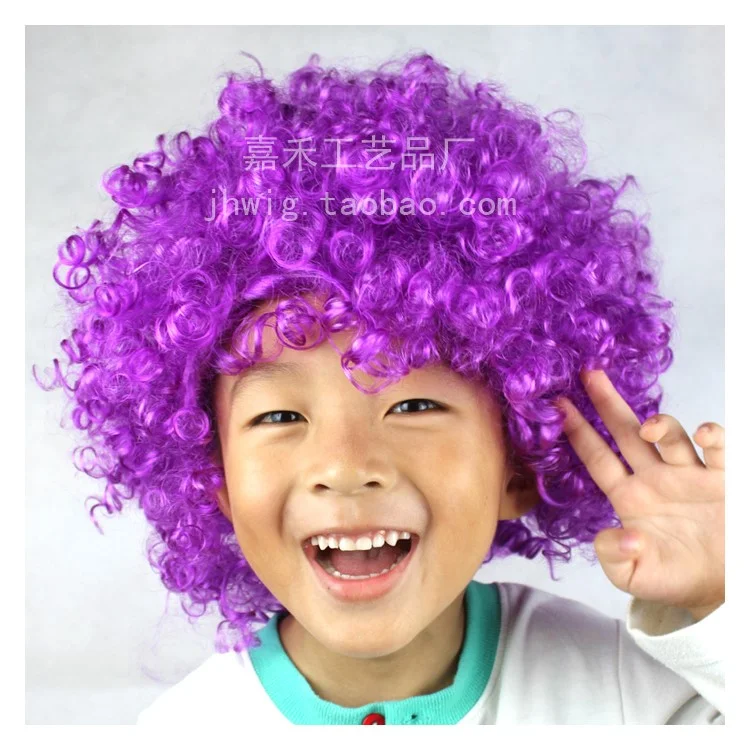 Afro Curly Party Clown Unisex Hair Wig - Purple