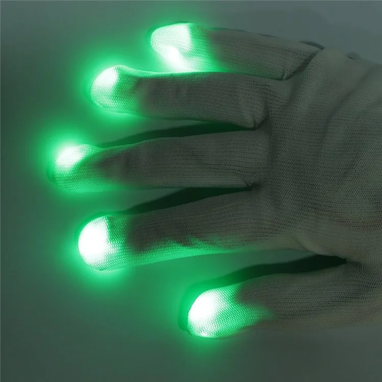 Fashion LED 7 Mode Gloves Finger Lighting Flashing Glow Mittens for Halloween Parties - White