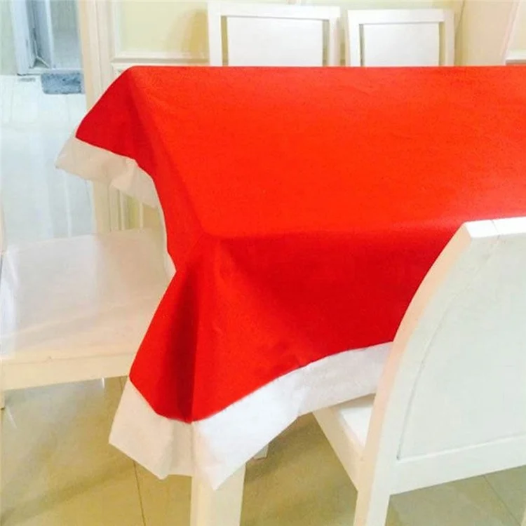132X178cm Kitchen Dinning Tabletop Decoration Red Table Cloth for Happy Christmas Day and Other Festivals - Red