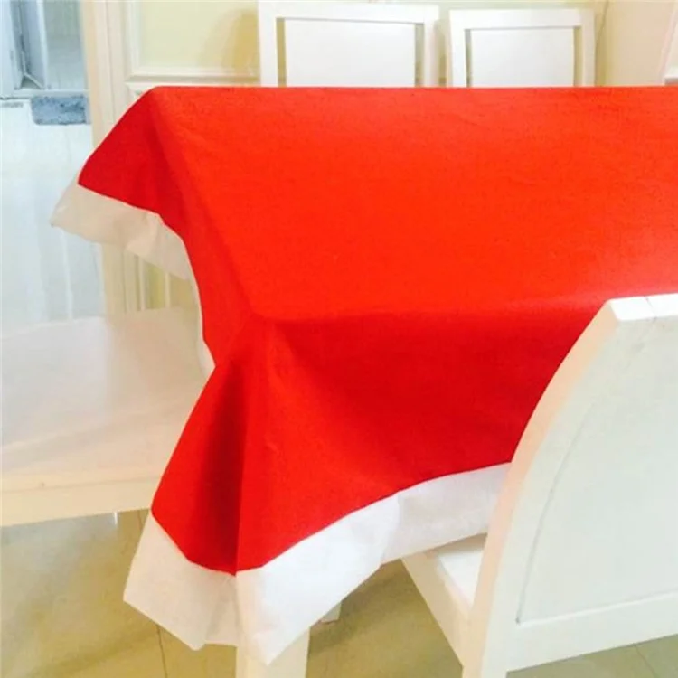132X178cm Kitchen Dinning Tabletop Decoration Red Table Cloth for Happy Christmas Day and Other Festivals - Red