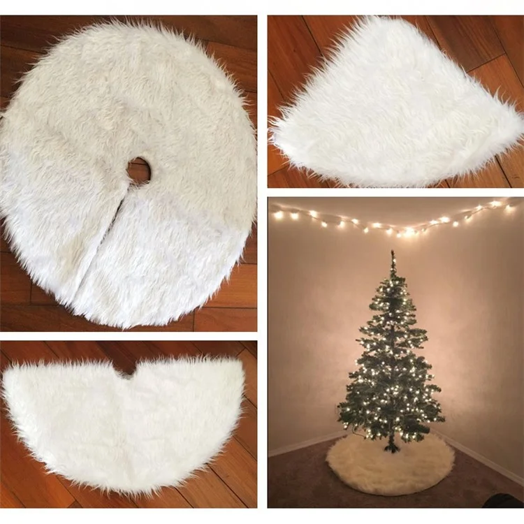 Plush Christmas Tree Skirt Pure White Tree Skirt for Christmas Decoration Home Decor - Diameter: 122cm