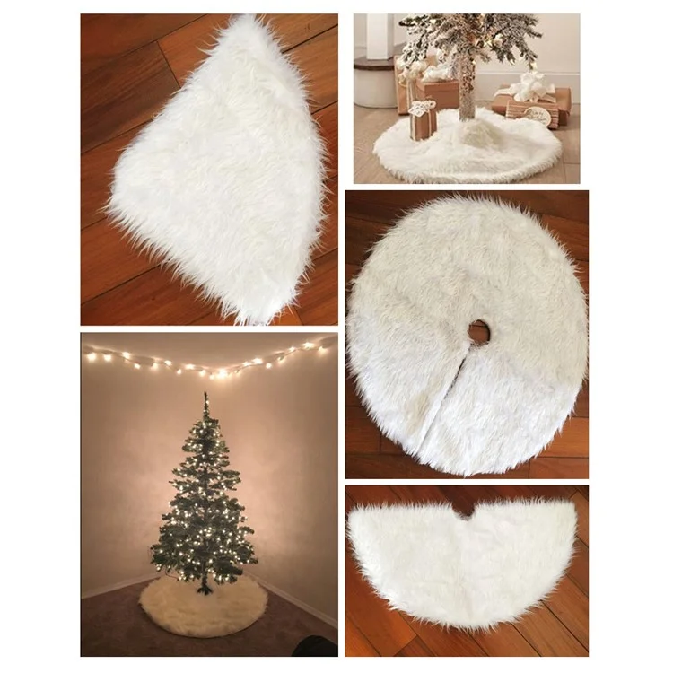 Plush Christmas Tree Skirt Pure White Tree Skirt for Christmas Decoration Home Decor - Diameter: 122cm