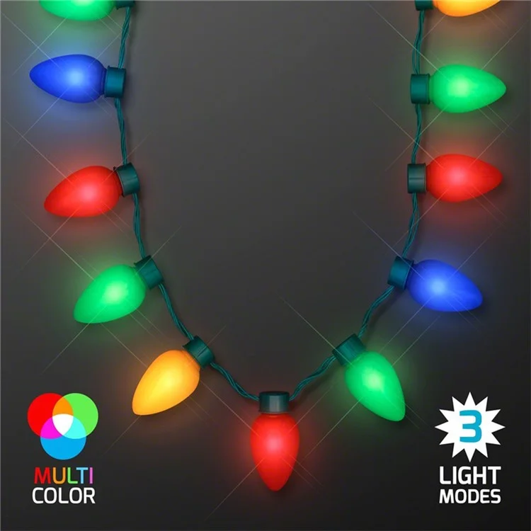 13-LED Light Up Holiday Christmas Light Necklace Glowing String Light Bulbs