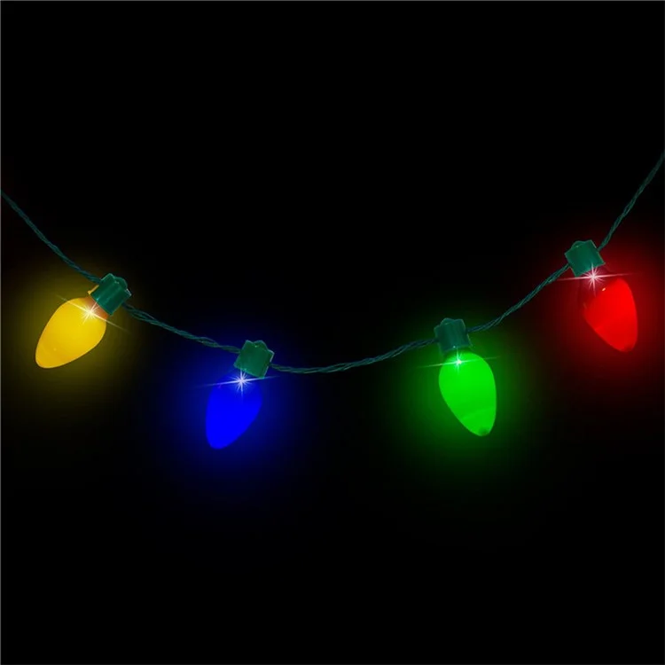 13-LED Light Up Holiday Christmas Light Necklace Glowing String Light Bulbs