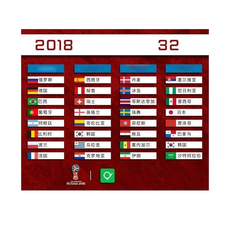 2018 FIFA World Cup Russia Soccer Top 32 String Flag Banners, Size: 20 x 30cm