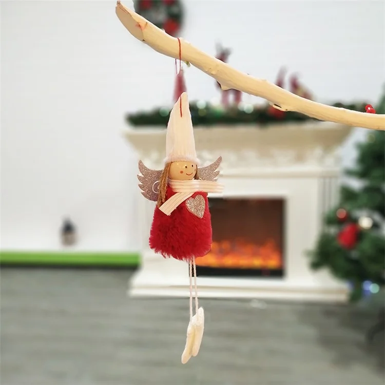 Christmas Holiday Celebration Stylish Decoration Angel Pendant for Christmas Tree - Red