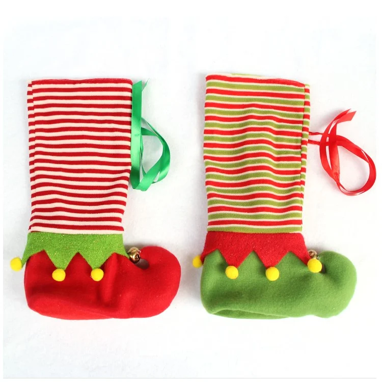 2Pcs/Set Christmas Elf Candy Socks Wine Bottle Wrap Bag