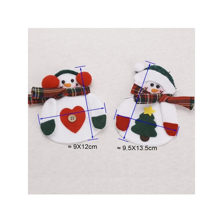 2 Pieces Christmas Snowman Kitchen Cutlery Knifes Forks Bag Holder Pocket