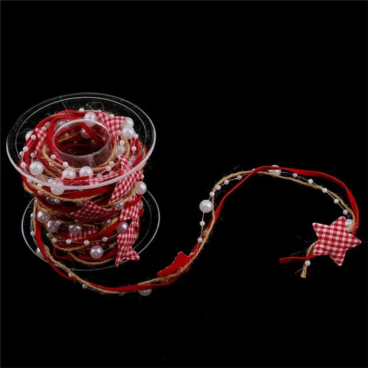 5M Christmas Pentagonal Star Bead Chain Ribbon DIY Christmas Tree Decorative Ribbon