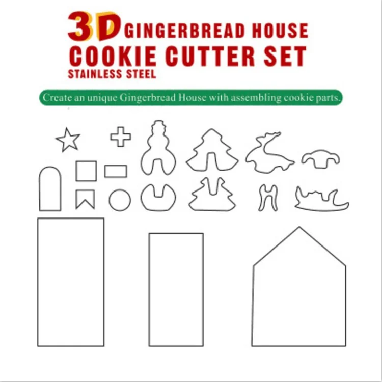 18pcs / Set Christmas Cookie Cutter Acero Inoxidable Cut Candy Biscuit Molde Herramienta De Cocción