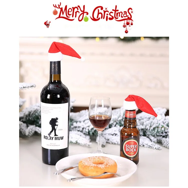 10PCS/Set Christmas Wine Bottle Cap Cover Home Decoration, Tamaño: 6 x 13cm