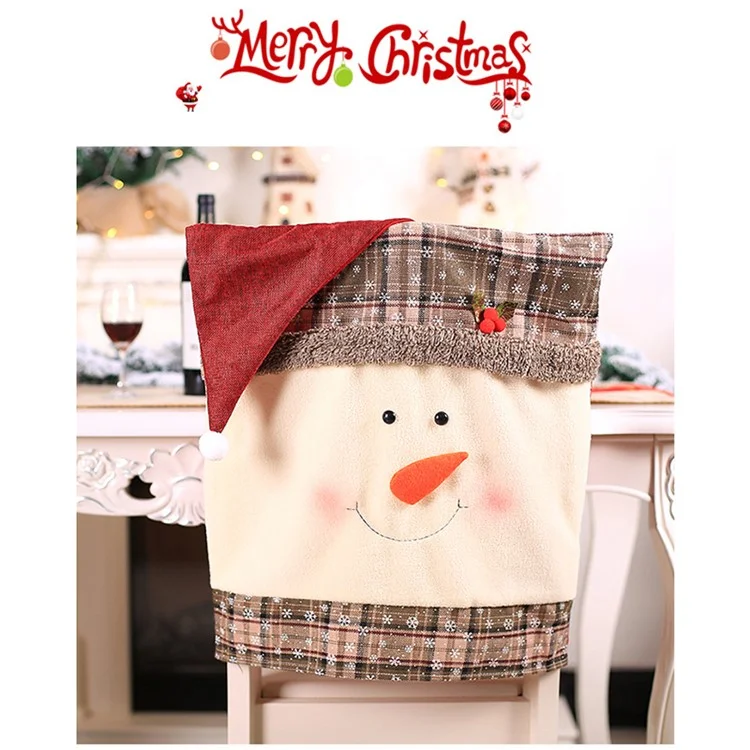 Cubierta De Silla De Navidad Decoración Festiva De Vacaciones De Navidad - Monigote De Nieve