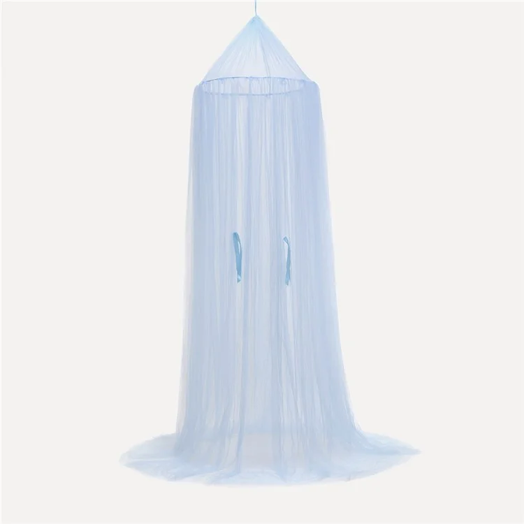 Dosel de cama de aro redondo, cúpula y mosquitera con estrellas brillantes - Azul celeste
