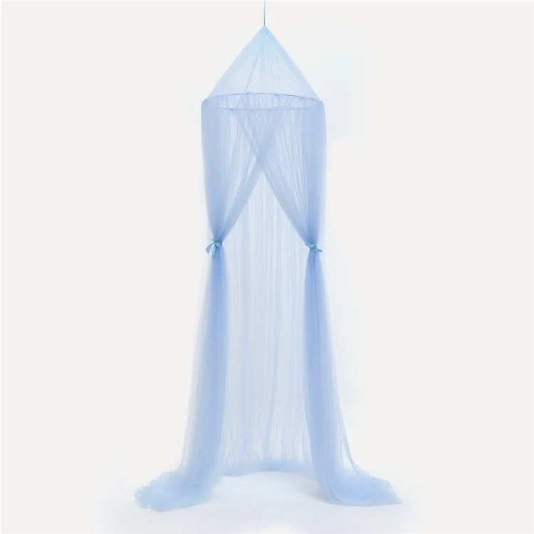 Dosel de cama de aro redondo, cúpula y mosquitera con estrellas brillantes - Azul celeste