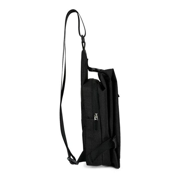 GB6621 Outdoor Travel Polyester Chest Bag Sling Bag Satchel - Black