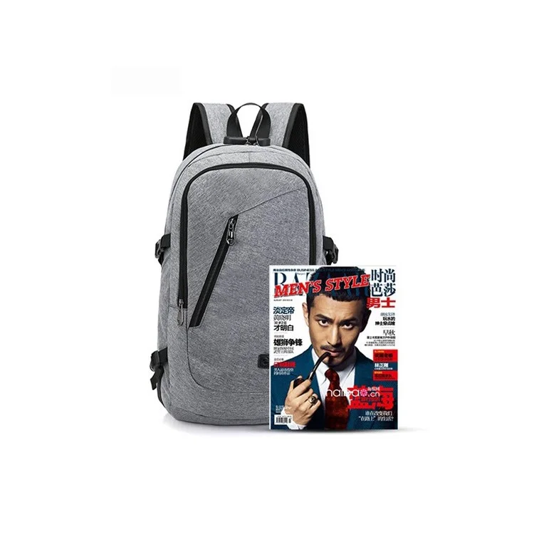 Anti-theft USB Charging Backpack School Backpack Bag Laptop Computer Bags – Grey