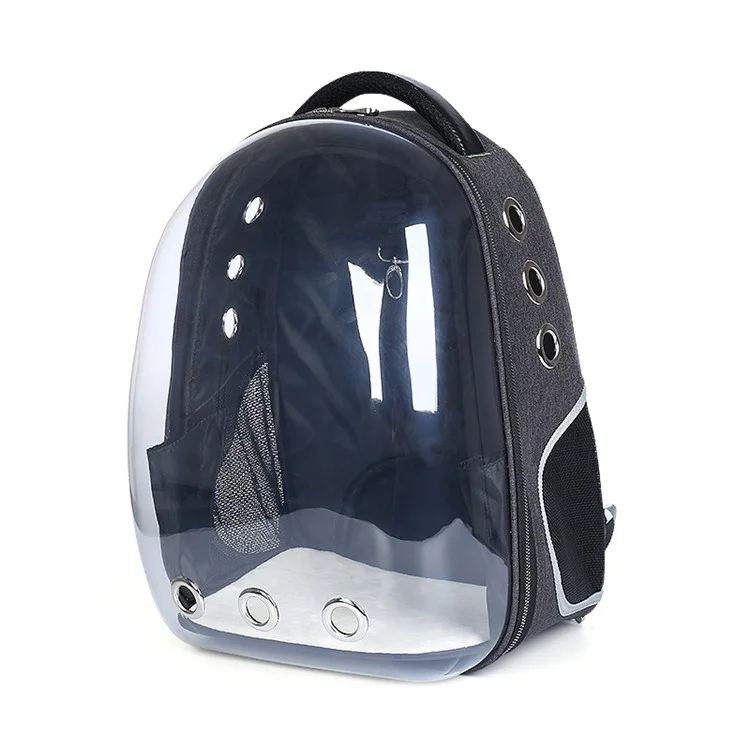 Transparent Breathable Space Cabin Cat Dog Carrier Backpack - Black