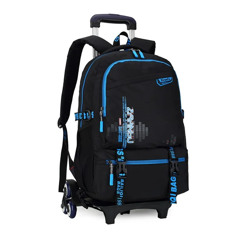 ZIRANYU Detachable Rolling Backpack Cute School Backpack Kids Backpack with 6 Wheels - Dark Blue