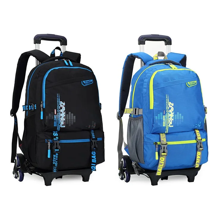 ZIRANYU Detachable Rolling Backpack Cute School Backpack Kids Backpack with 6 Wheels - Dark Blue