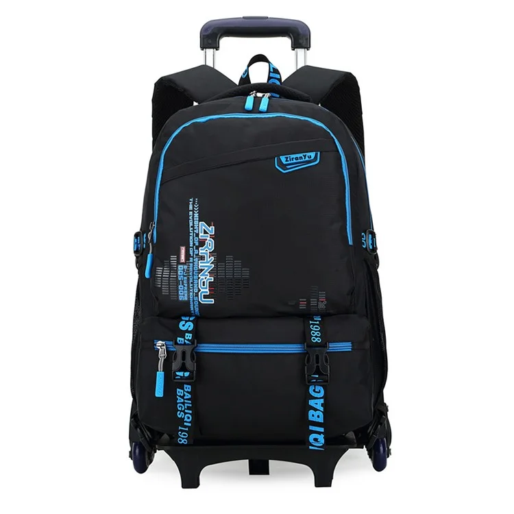 ZIRANYU Detachable Rolling Backpack Cute School Backpack Kids Backpack with 6 Wheels - Dark Blue